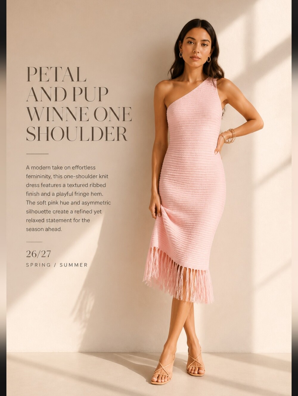 Petal and Pup Winne One Shoulder Pink Knit Dress